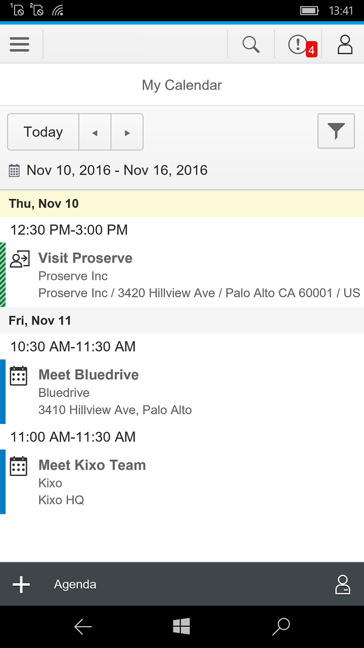 SAP Cloud for Customer screenshot