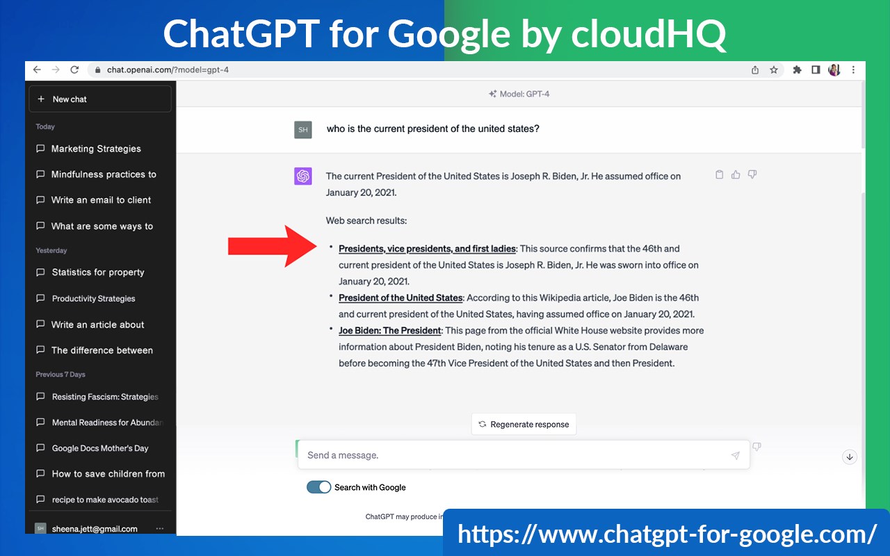 ChatGPT for Google by cloudHQ