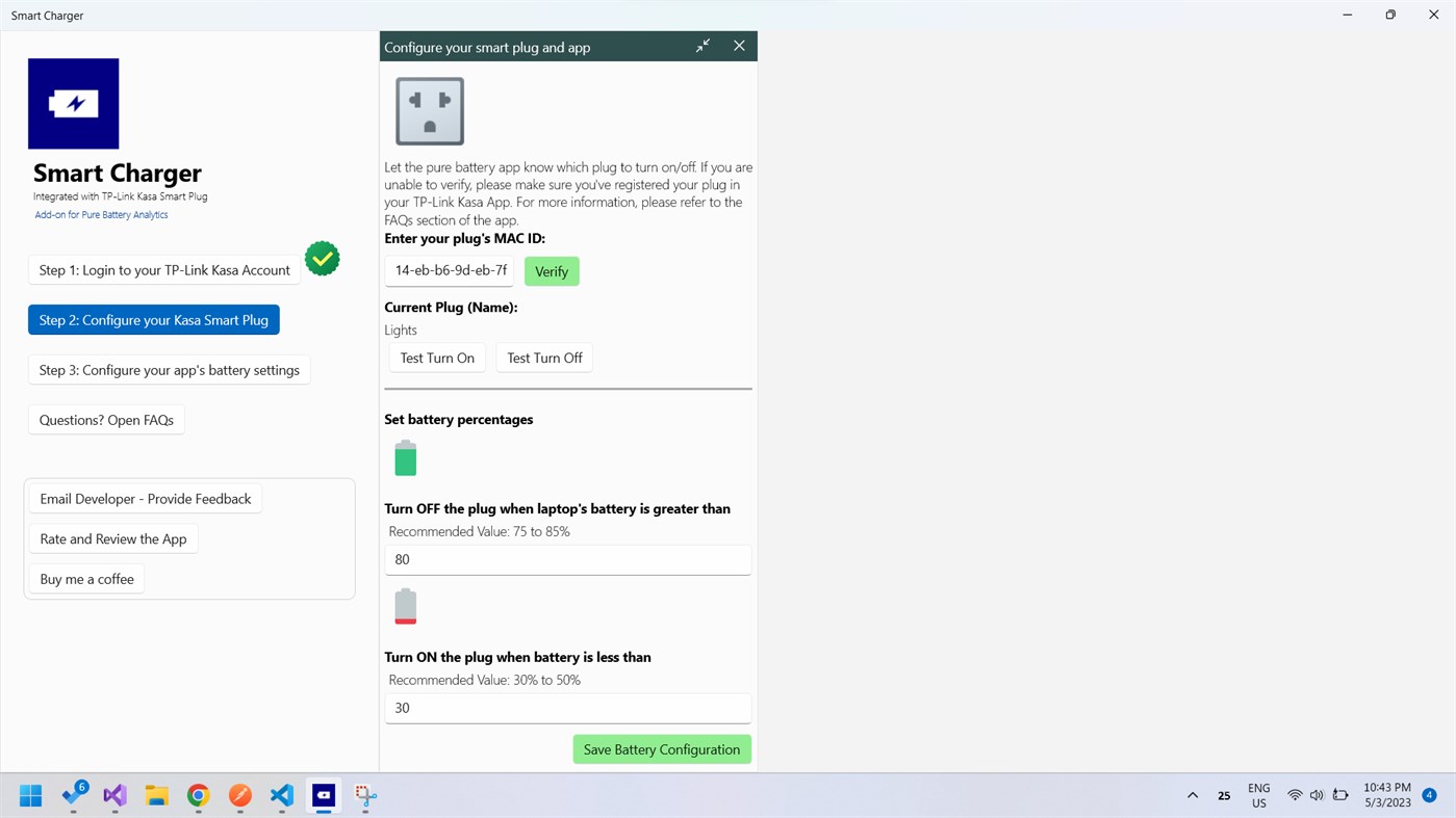 #2. Battery Smart Charger (Windows) โดย: MedhaChaitanya