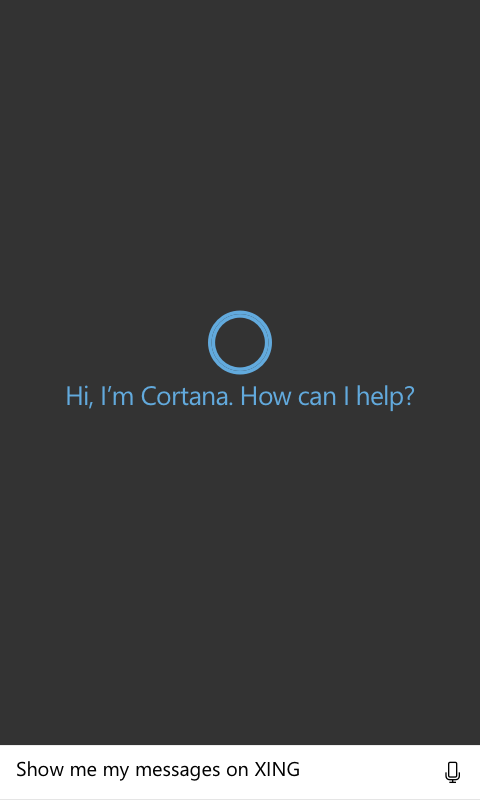 Screenshot: Cortana support