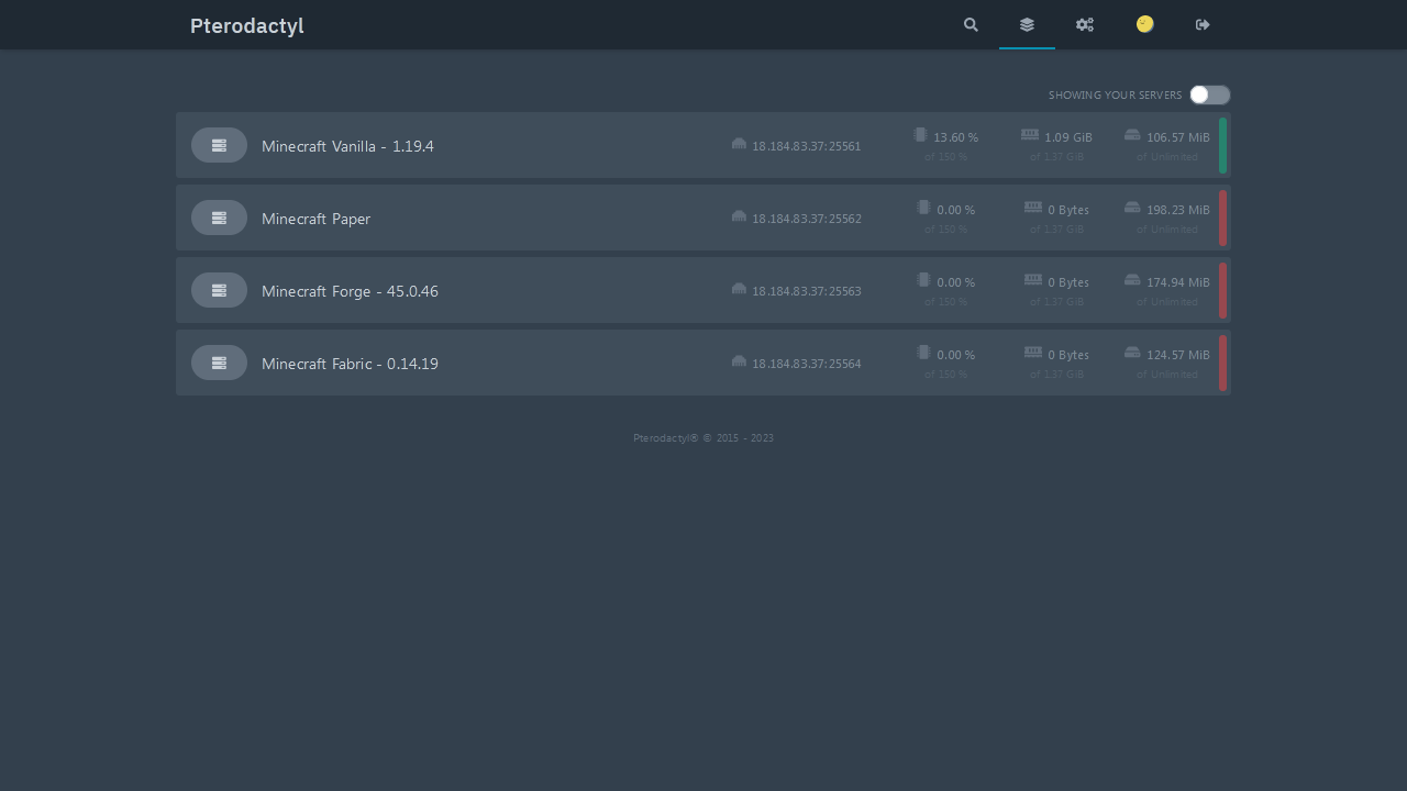 Pterodactyl Bot Control Panel