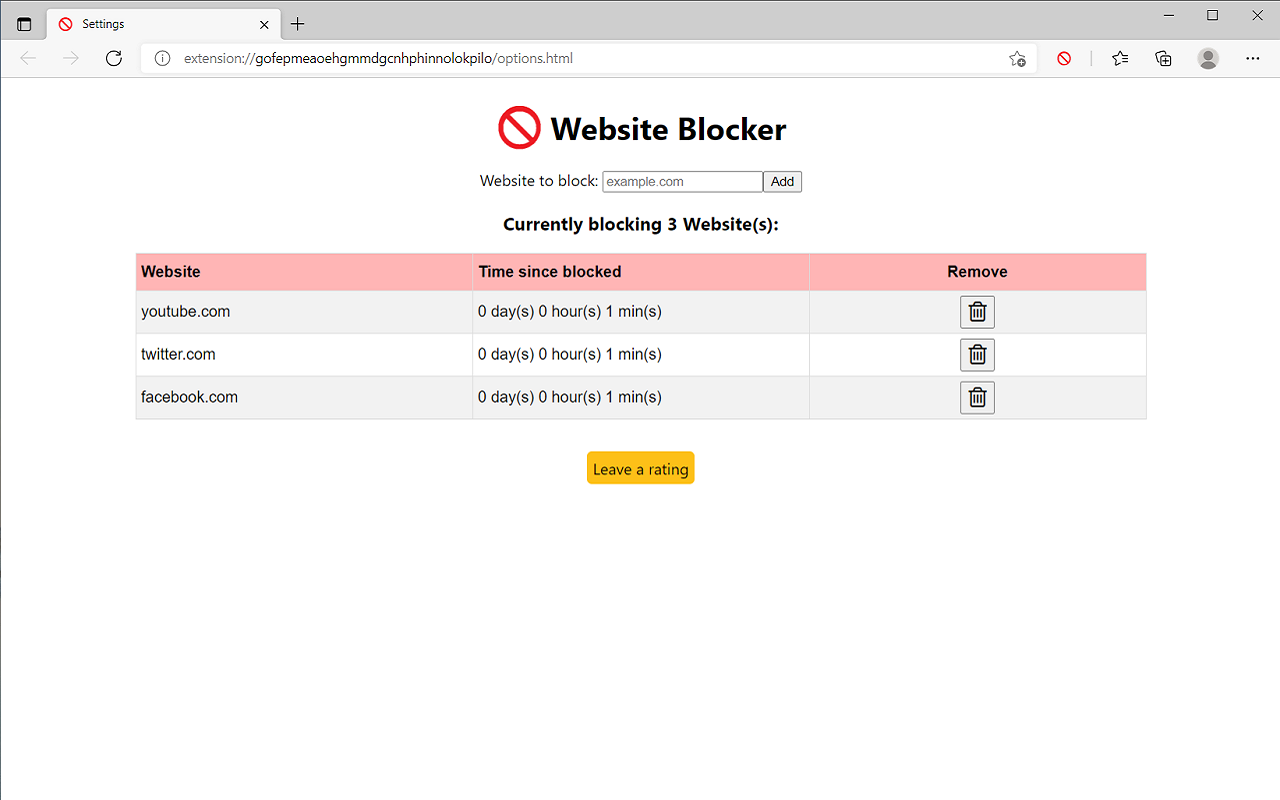 Simple Website Blocker