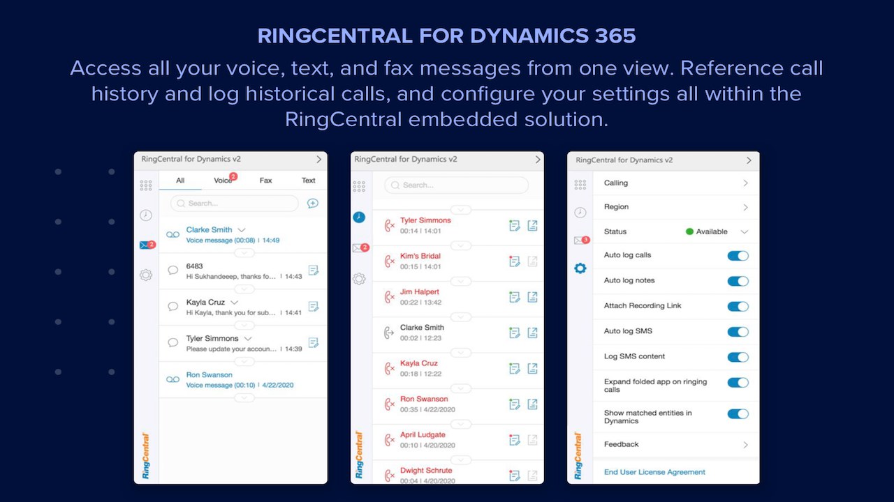 Snapshot 6 of RingCentral for Dynamics 365