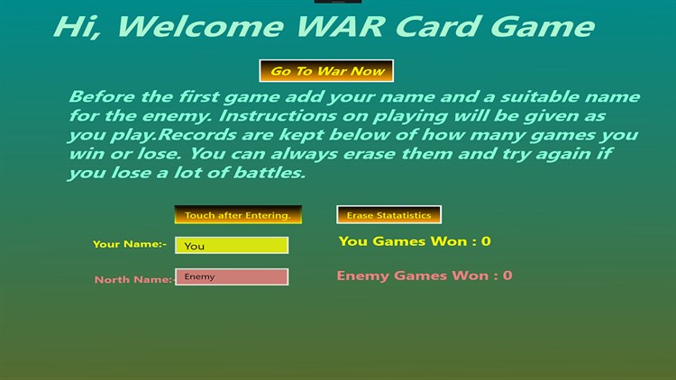 War card game for the youngsters - PC - (Windows)