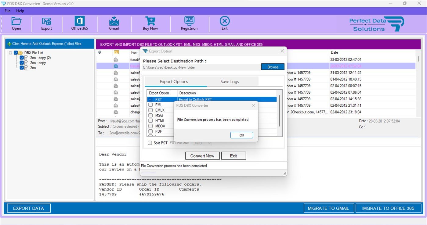 #6. DBX Email Converter (Windows) By: PERFECT DATA SOLUTIONS