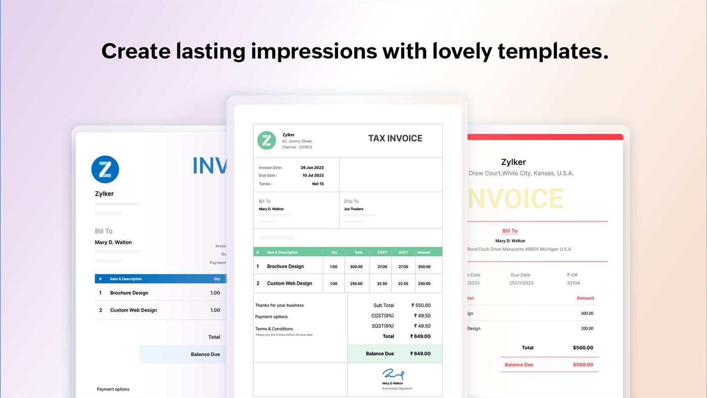 #1. Zoho Invoice - Free Invoicing for Businesses (Windows) Podle: Zoho Corp