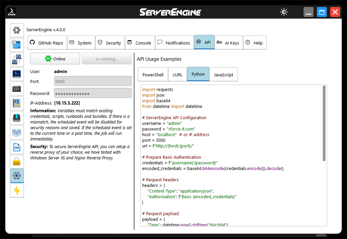 #9. ServerEngine (Windows) โดย: CForce-IT, Claudio Orlando