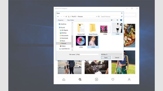 how to post photos on instagram from windows 10