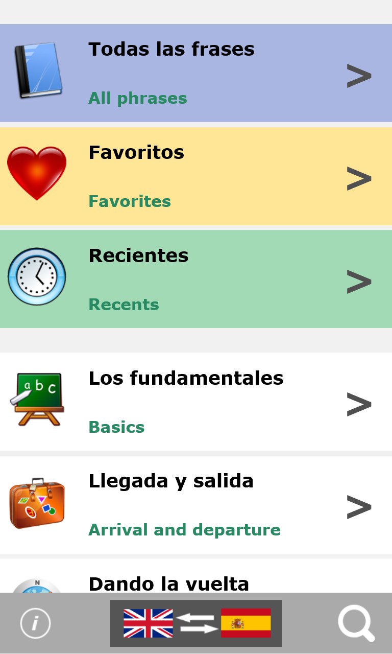 Screenshot 1 Spanish talking phrasebook windows