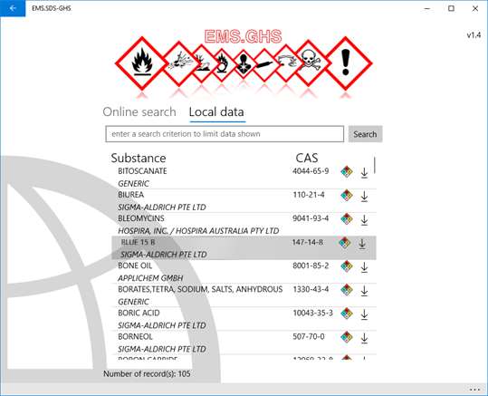 EMS.SDS-GHS screenshot 2